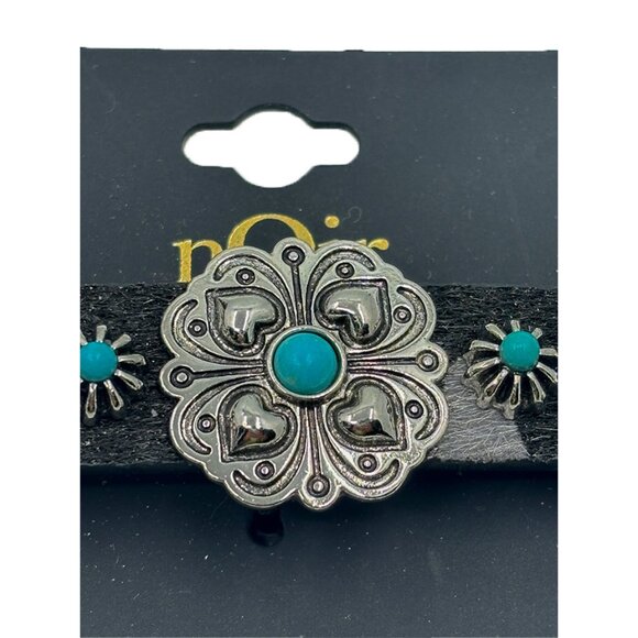 NWT Noir Faux Fur Animal Print and Silver Conch Bracelet - Picture 3 of 6